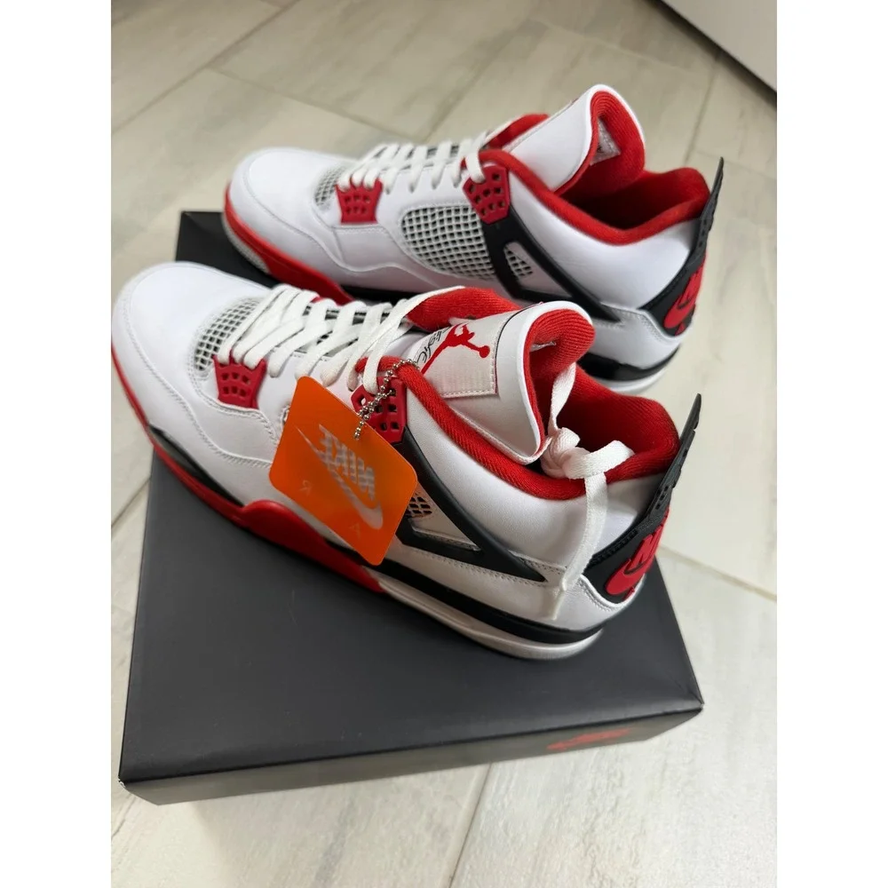 Air Jordan 4 Retro Fire Red 2020 White Black Mens Size 13 DC7770-160